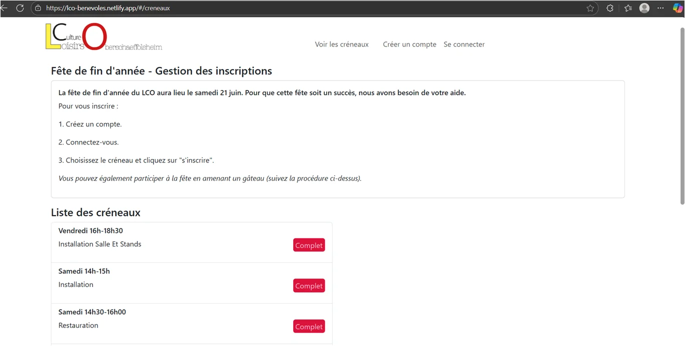 imprim ecran de la page d'accueil du site, version ordinateur