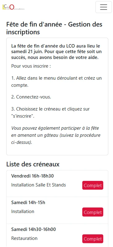 imprim ecran de la page d'accueil du site, version mobile
